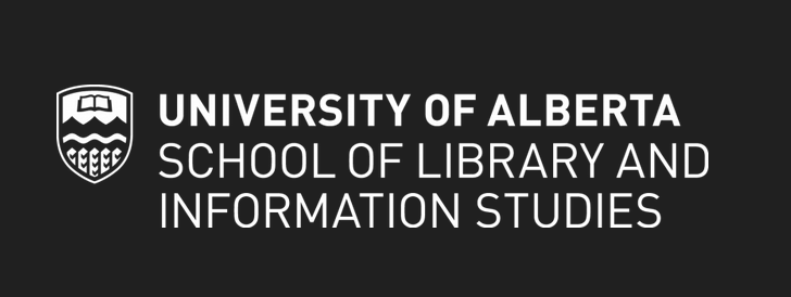 A logo for the University of Alberta School of Library and Information Studies. It is white text on a black background.